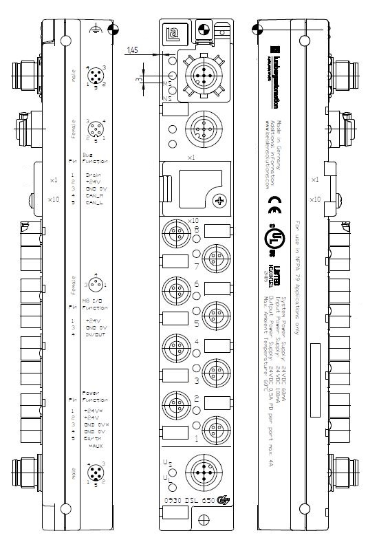 Digital I/O Modules for Fieldbus Systems - 0930 DSL 650